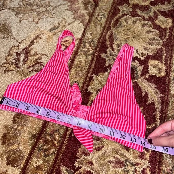 Pink Striped and Floral Reversible Vineyard Vines Bikini Set - Picture 5 of 11